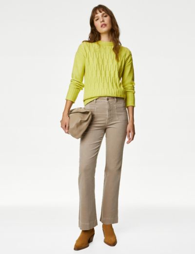 Cord High Waisted Flared Trousers